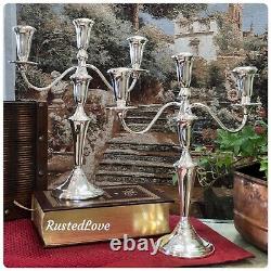 Sterling Silver Candelabras Empire Vintage 3 Arm Convertible 13.25 A Pair