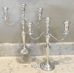 Sterling Silver Candelabras Empire Vintage 3 Arm Convertible 13.25 A Pair