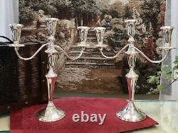 Sterling Silver Candelabras Empire Vintage 3 Arm Convertible 13.25 A Pair