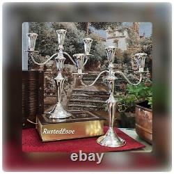 Sterling Silver Candelabras Empire Vintage 3 Arm Convertible 13.25 A Pair