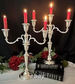 Sterling Silver Candelabras Fisher 3 Arm Candle Holders Vintage Sterling Pair