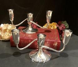 Sterling Silver Candelabras Vintage Fisher #C40 Pair Weighted 3 Arm