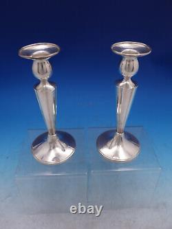 Sterling Silver Candlestick Pair 7 1/2 Vintage Unknown maker G608 (#7082)