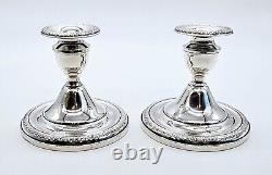 Sterling Silver Candlesticks Holders Mueck-Carey Pr (2) Weighted Vintage 4-1/4
