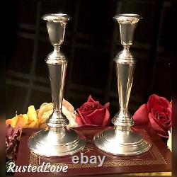 Sterling Silver Candlesticks Newport by Gorham #16218 Vintage 8.25 Pair