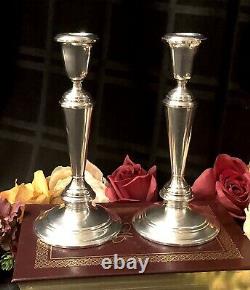 Sterling Silver Candlesticks Newport by Gorham #16218 Vintage 8.25 Pair