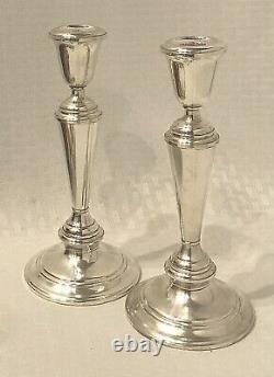 Sterling Silver Candlesticks Newport by Gorham #16218 Vintage 8.25 Pair