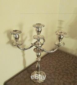 Sterling Silver Pair Fisher English Rose Vintage Large Ornate Candelabra Heavy