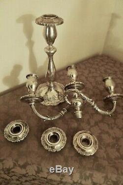 Sterling Silver Pair Fisher English Rose Vintage Large Ornate Candelabra Heavy