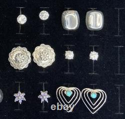 Sterling Silver Pierced Lot Vintage Earring Wear Excellent Condition 23 Pair 92g