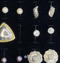 Sterling Silver Pierced Lot Vintage Earring Wear Excellent Condition 23 Pair 92g