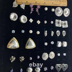 Sterling Silver Pierced Lot Vintage Earring Wear Excellent Condition 23 Pair 92g