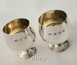 Sterling Silver RARE QUEEN ELIZABETH II Brandy/Port Goblet Cups Vtg. 1969 (Pair)