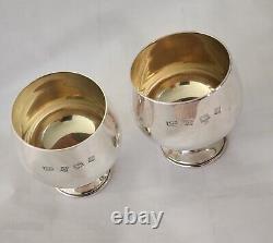 Sterling Silver RARE QUEEN ELIZABETH II Brandy/Port Goblet Cups Vtg. 1969 (Pair)