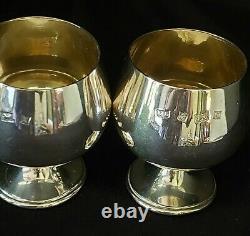 Sterling Silver RARE QUEEN ELIZABETH II Brandy/Port Goblet Cups Vtg. 1969 (Pair)