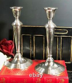 Sterling Silver Tall Candle Holders Tapers Unmarked PAIR 9 tall