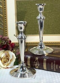 Sterling Silver Tall Candle Holders Tapers Unmarked PAIR 9 tall