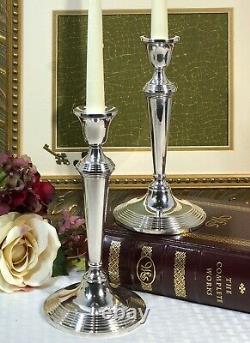 Sterling Silver Tall Candle Holders Tapers Unmarked PAIR 9 tall