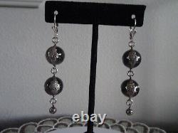 Sterling Silver Vintage Double Pools of Light Crystal Floral Banded Earrings