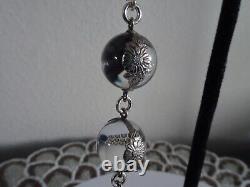 Sterling Silver Vintage Double Pools of Light Crystal Floral Banded Earrings