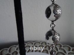 Sterling Silver Vintage Double Pools of Light Crystal Floral Banded Earrings