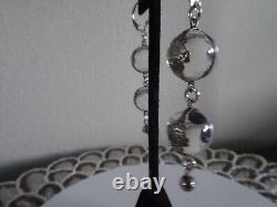 Sterling Silver Vintage Double Pools of Light Crystal Floral Banded Earrings