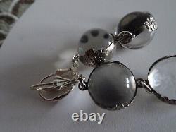 Sterling Silver Vintage Double Pools of Light Crystal Floral Banded Earrings