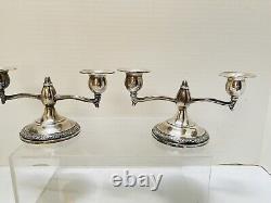 Sterling Silver Weighted 2-light Candlestick Holder Pair 301 Vintage Rose Fisher