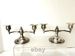 Sterling Silver Weighted 2-light Candlestick Holder Pair 301 Vintage Rose Fisher