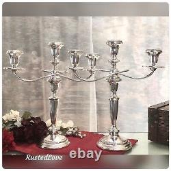 Sterling Silver Weighted Candelabras 15 Vintage Large Discount Dents Pair