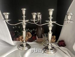 Sterling Silver Weighted Candelabras 15 Vintage Large Discount Dents Pair