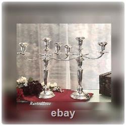 Sterling Silver Weighted Candelabras 15 Vintage Large Discount Dents Pair