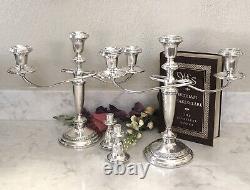 Sterling Silver Weighted Candelabras 15 Vintage Large Discount Dents Pair