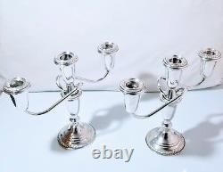 Sterling Silver Weighted Candle Sticks/candelabra Pair Vintage