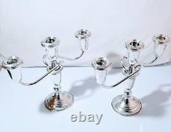 Sterling Silver Weighted Candle Sticks/candelabra Pair Vintage