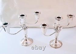 Sterling Silver Weighted Candle Sticks/candelabra Pair Vintage