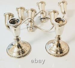 Sterling Silver Weighted Candle Sticks/candelabra Pair Vintage