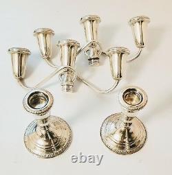 Sterling Silver Weighted Candle Sticks/candelabra Pair Vintage