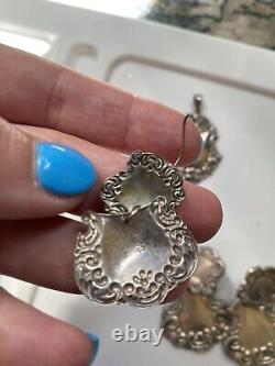 Sterling silver 925 vintage style spoon earrings (2 unique pair) and pendant lot