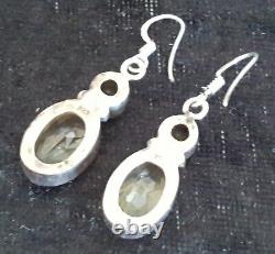 Sterling silver & citrine vintage Art Deco antique pair of dangly earrings