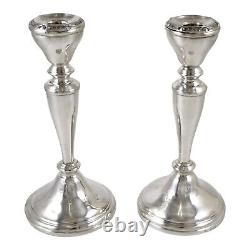 Sterling silver pair 2 vintage candlesticks with Celtic / Gaelic design, 1950's