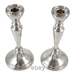 Sterling silver pair 2 vintage candlesticks with Celtic / Gaelic design, 1950's