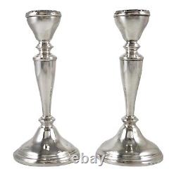 Sterling silver pair 2 vintage candlesticks with Celtic / Gaelic design, 1950's