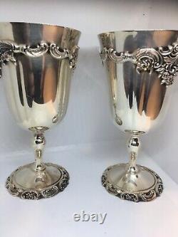 Stunning Pair Antique Vintage Baroque Goblet By Wallace Silverplate 1941