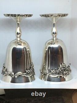 Stunning Pair Antique Vintage Baroque Goblet By Wallace Silverplate 1941