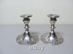 Stunning Vintage Pair Gorham Sterling Silver Chantilly Duchess Candlesticks