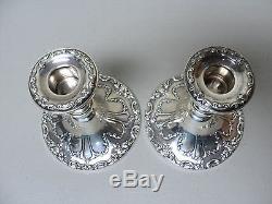 Stunning Vintage Pair Gorham Sterling Silver Chantilly Duchess Candlesticks