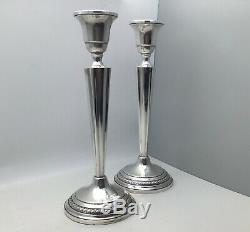 Stunning Vintage Sterling Silver Pair Candlesticks Weighted