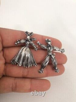 Stunning Vtg Pair sterling Silver 925 Dancers Pins Brooch