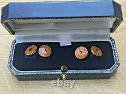 Superb Pair of Vintage Gold on Silver Enamel Cufflinks by Theo Fennell